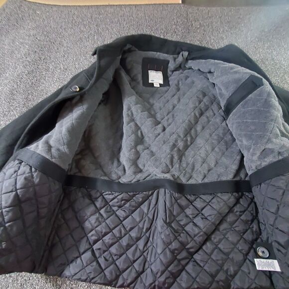 Old Navy 1994 Wool Blend Peacoat Mens L Black Dress Coat Pockets Quilted Lined - Picture 5 of 11